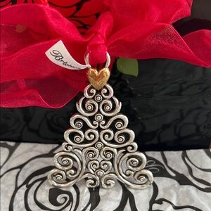 Vintage Brighton Silver Swirl Noelle Ornament w/Gold Heart.  NWT.  Retails $30